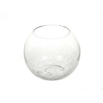 Vase sphère craquée : verre, d.11xh.11cm