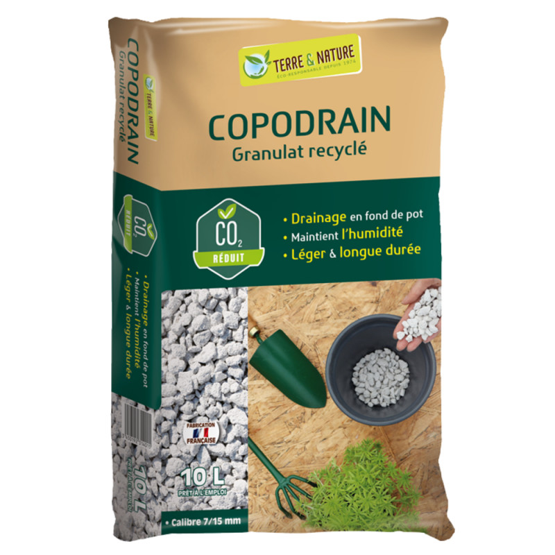 Copodrain granulat recyclé pour paillage 10L