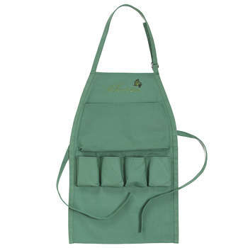 Tablier de jardin : vert, brodé, 5 Poches, Taille