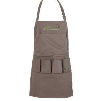 Tablier de jardin chocolat, brodé, 5 Poches, Taill