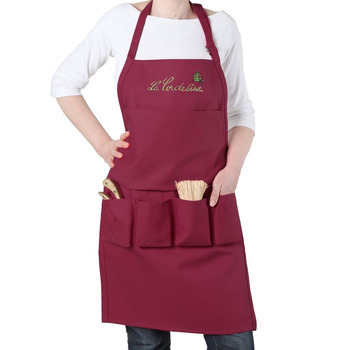 Tablier de jardin bordeaux brodé H75XL47cm 5 Poche