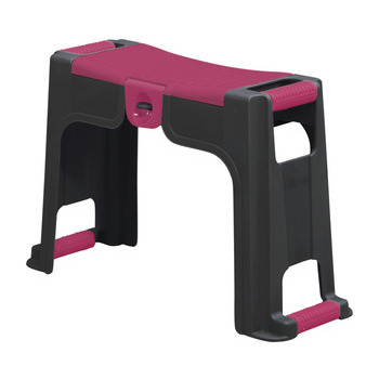 Tabouret agenouilloir : plastique, rose/noir