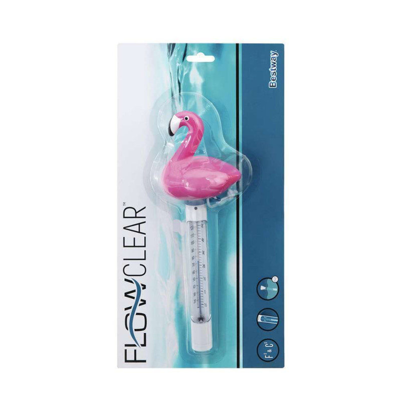 Thermomètre de piscine avec flamant rose et ficell