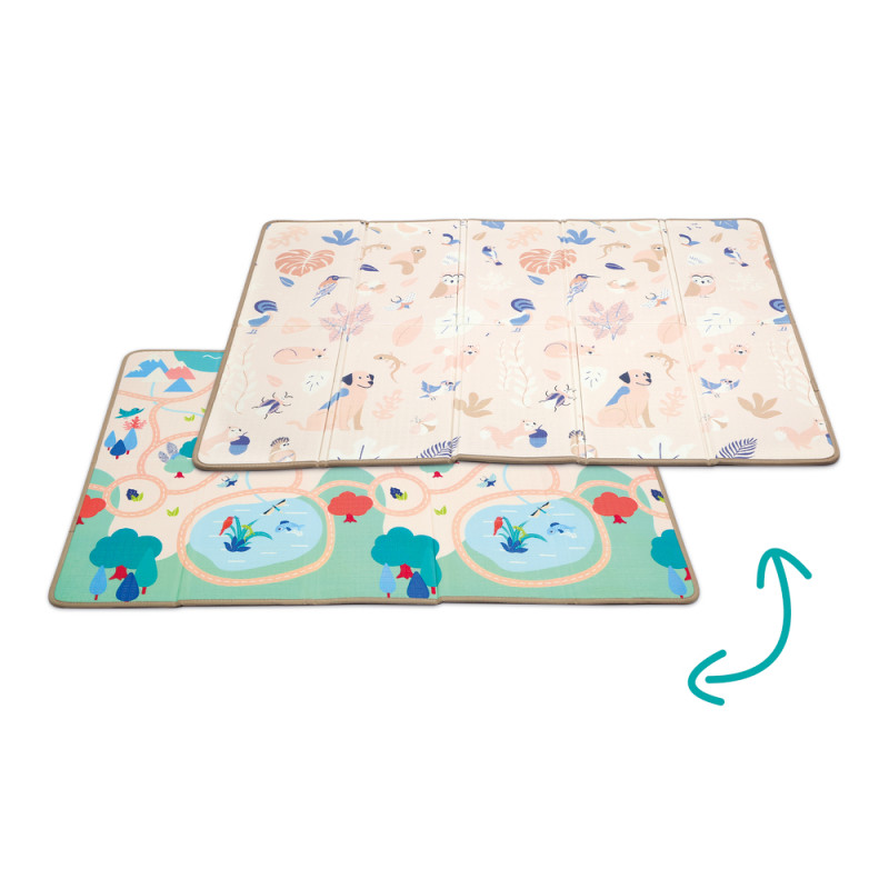 Grand tapis d'éveil pliable réversible pour enfant