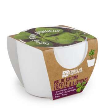 Pot céramique 8 cm trèfle à 4 feuilles