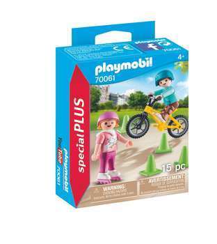 Figurine : Enfants avec vélo et rollers