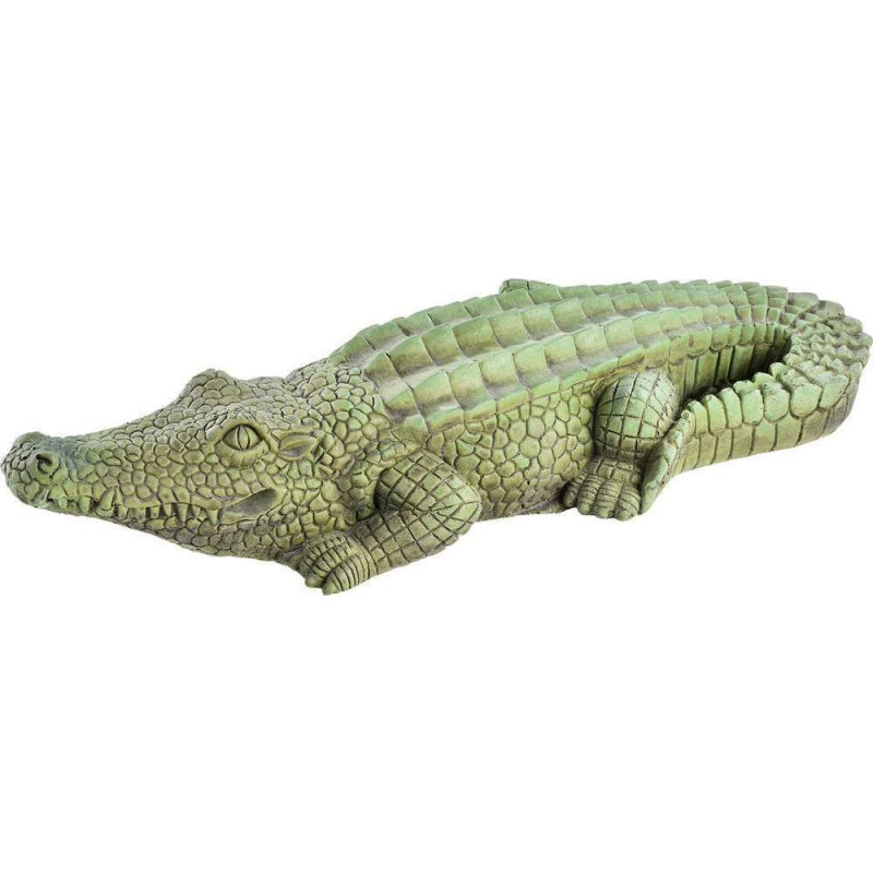 Statue  zen crocodile ton ciré vert