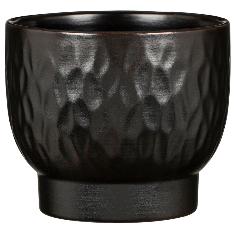 Cache-Pot Ebano finition en relief noir pour plant