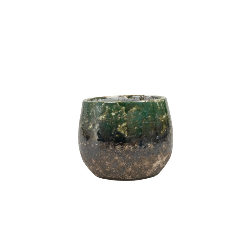 Cache-pot Lindy, en céramique, coloris vert - D. 1