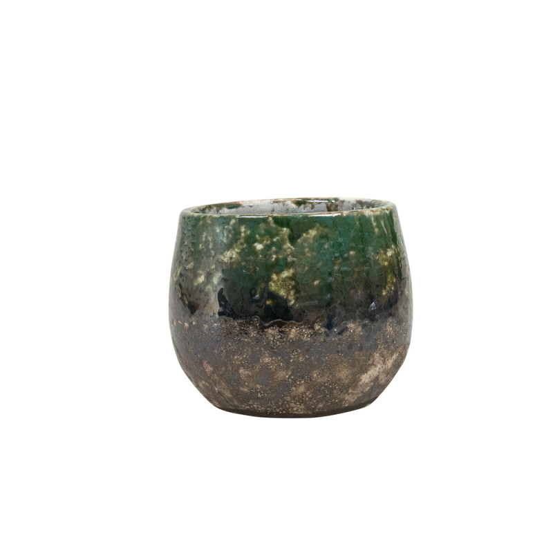 Cache-pot Lindy, en céramique, coloris vert - D. 1