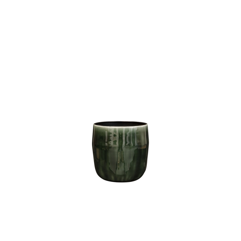 Cache-pot Babet, en métal, coloris vert pin - D. 1