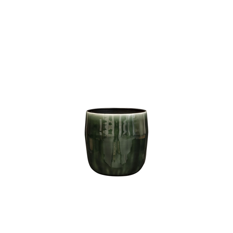 Cache-pot Babet, en métal, coloris vert pin - D. 1