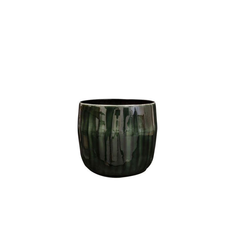 Cache-pot Babet, en métal, coloris vert pin - D. 2