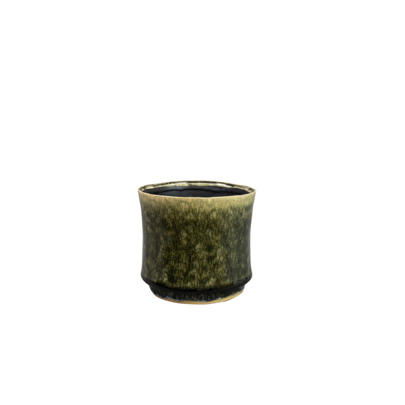Cache-pot Nolan, en métal, coloris vert pin - D. 1