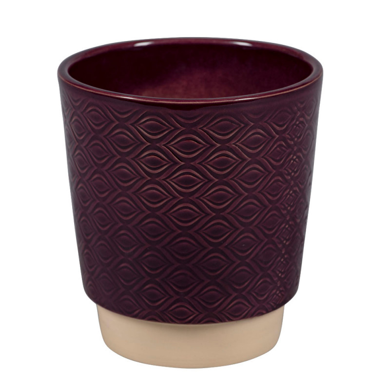 Cache-pot Odense eye aubergine D13. 5cm - H. 14cm