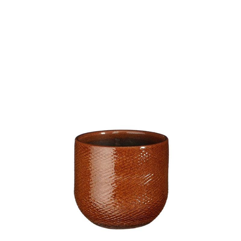 Cache-pot Enzo ocre - H. 13xD. 14cm