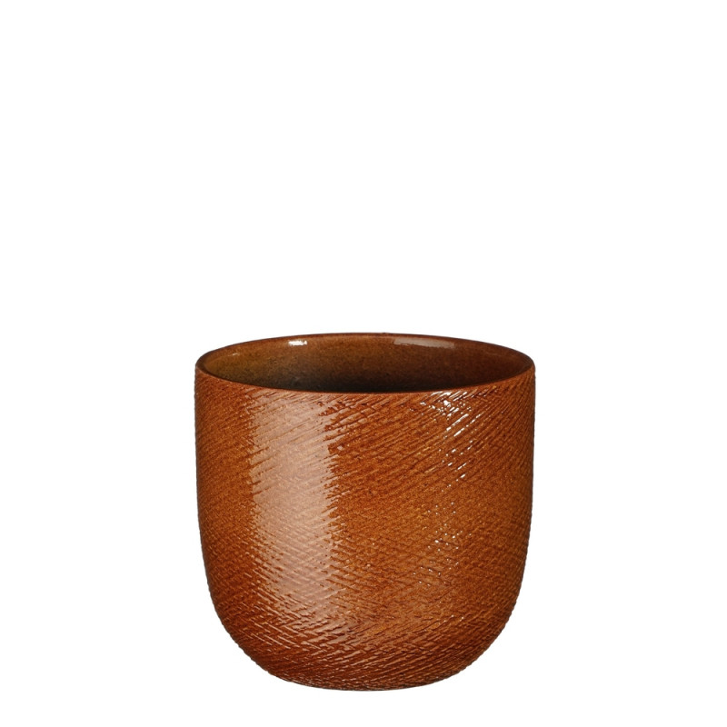 Cache-pot Enzo ocre - H. 16xD. 17cm