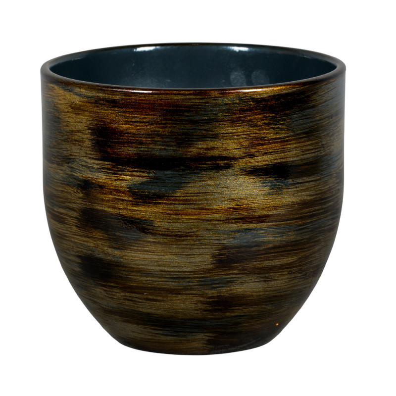 Cache-pot Abbey marron/or D. 16 H. 14cm