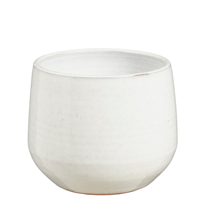 Cache-pot Matteo, coloris blanc - H. 15xD. 18cm