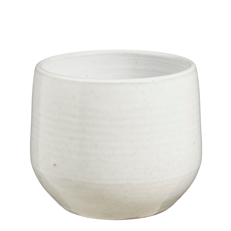 Cache-pot Matteo, coloris blanc - H. 18xD. 22cm