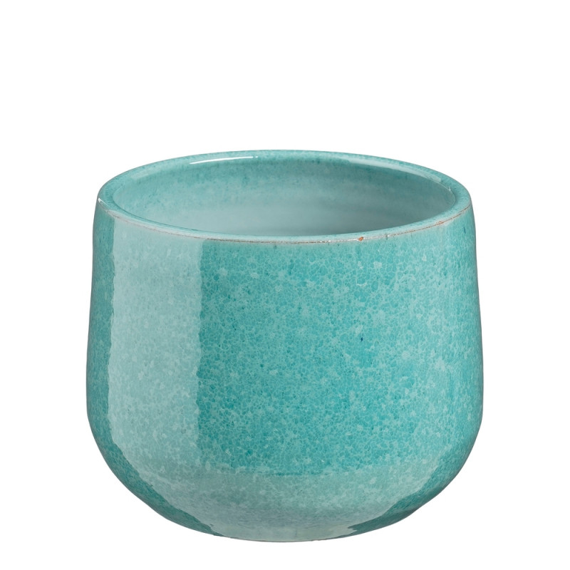 Cache-pot Matteo, coloris turquoise - H. 13xD. 15c