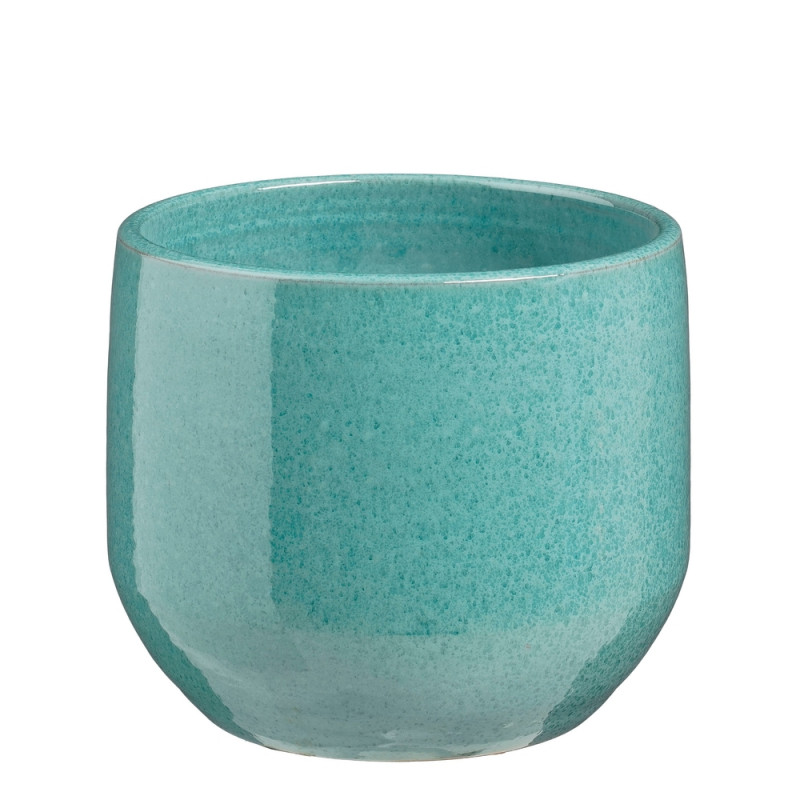 Cache-pot Matteo, coloris turquoise - H. 18xD. 22c