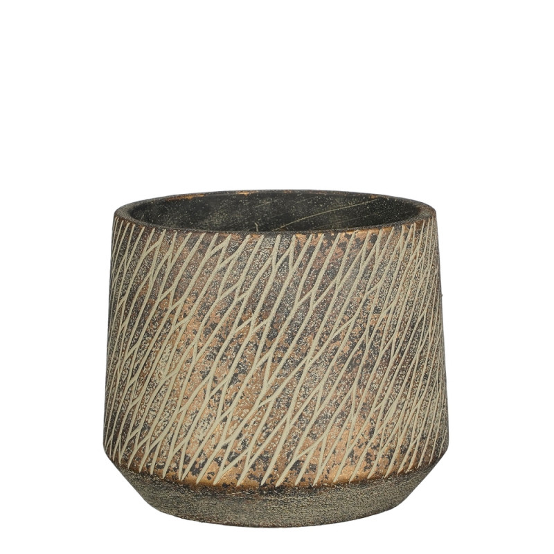 Cache-pot Camino, coloris marron foncé - H. 12,5xD