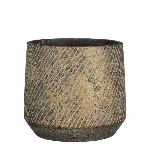 Cache-pot Camino, coloris marron foncé - H. 16,5xD