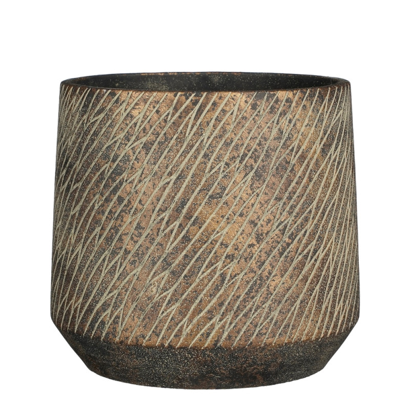 Cache-pot Camino, coloris marron foncé - H. 19xD.