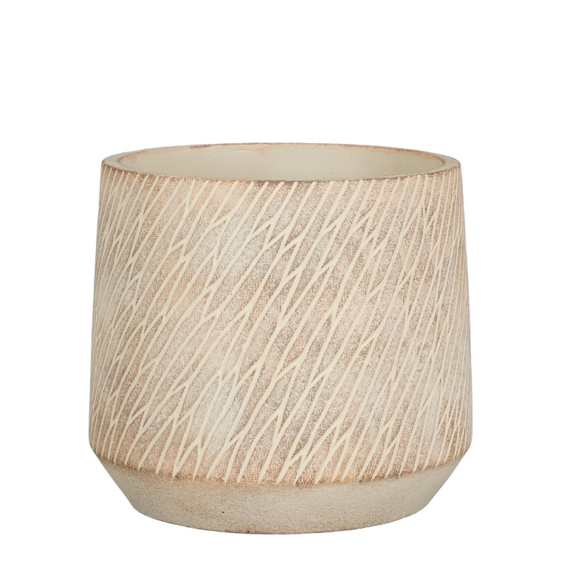 Cache-pot Camino, coloris taupe - H. 16,5xD. 18,5c