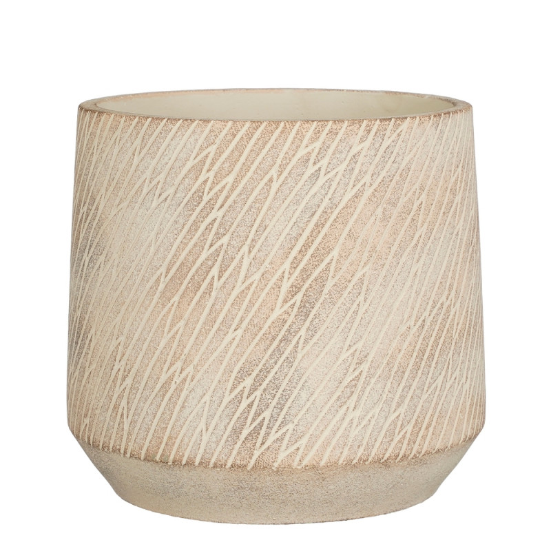 Cache-pot Camino, coloris taupe - H. 19xD. 21cm