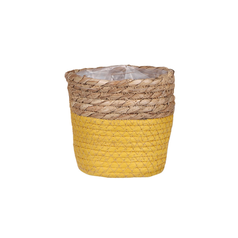 Cache-pot Rachel, coloris jaune foncé - H. 18xD. 1