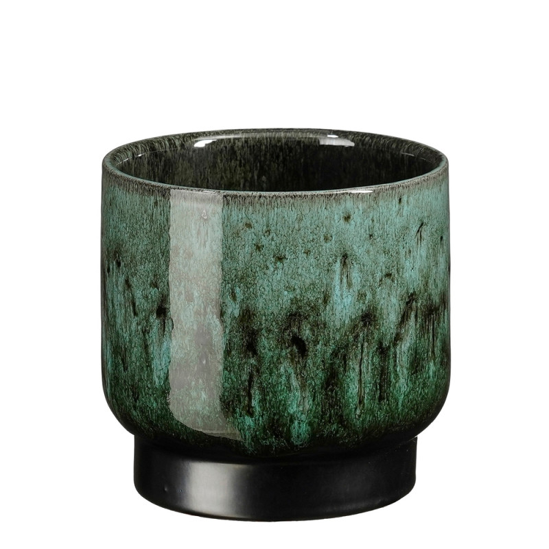 Cache-pot Thiago, en terre cuite, coloris vert fon
