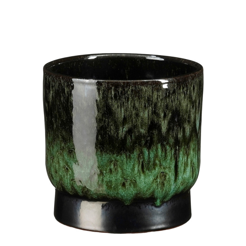 Cache-pot Thiago, en terre cuite, coloris vert fon