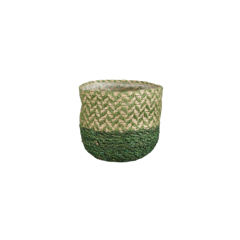 Cache-pot Davina, en zostère, coloris vert - H. 12