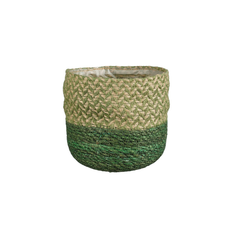 Cache-pot Davina, en zostère, coloris vert - H. 16