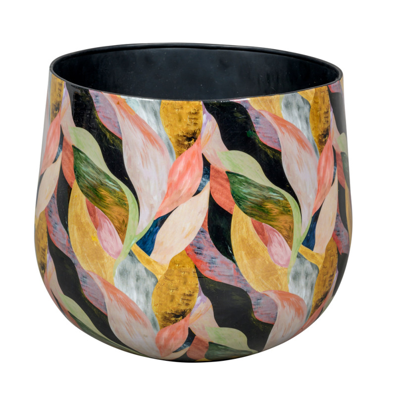 Cache-pot Bombay, en métal, coloris rose - D. 20xH