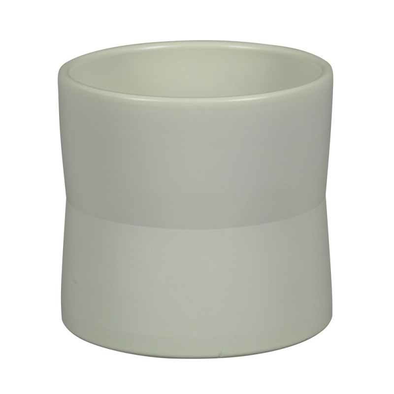 Cache-pot Denia, en grès, coloris blanc - D. 20,5x