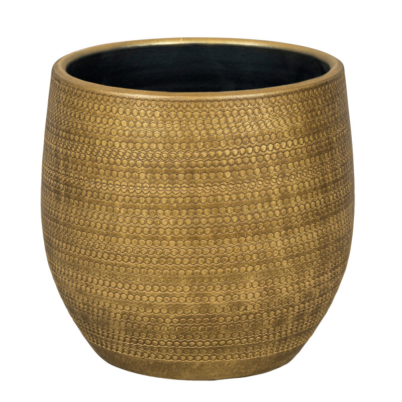 Cache-pot Boaz, en grès, coloris or - D. 29xH. 27c