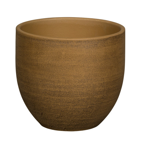 Cache-pot Galicia, en grès, coloris chocolat - D.