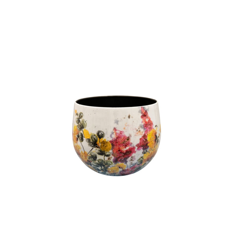 Cache-pot floral, coloris blanc - D. 17xH. 14cm