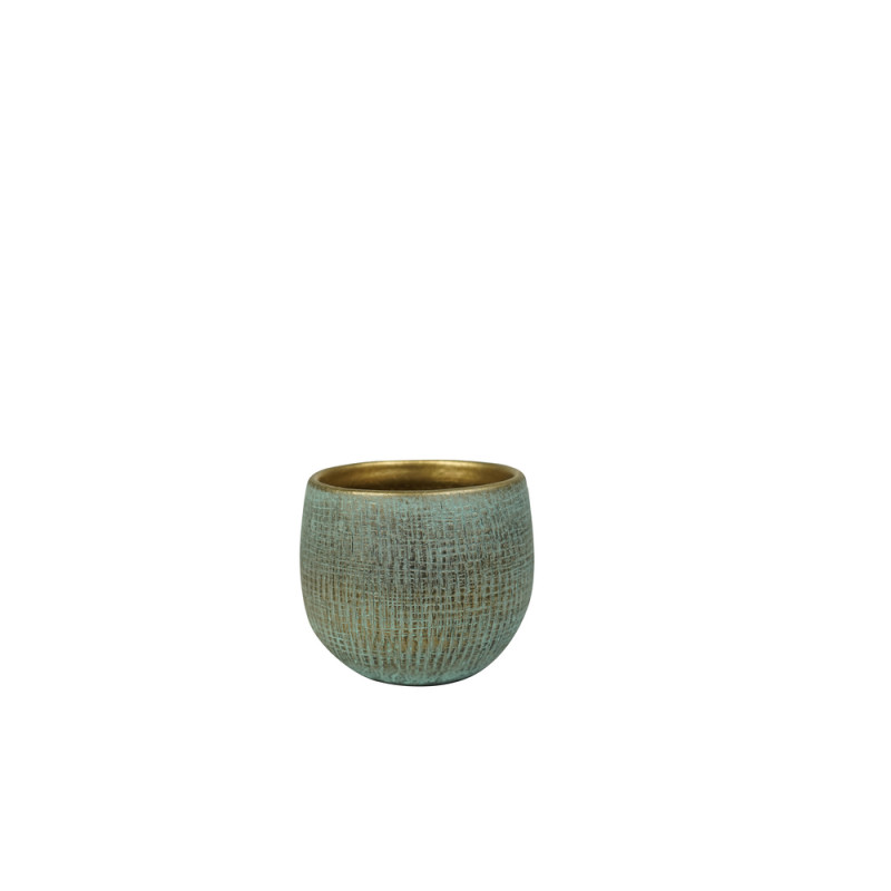 Cache-pot Ryan Shiny, coloris bleu - D. 15xH. 13cm