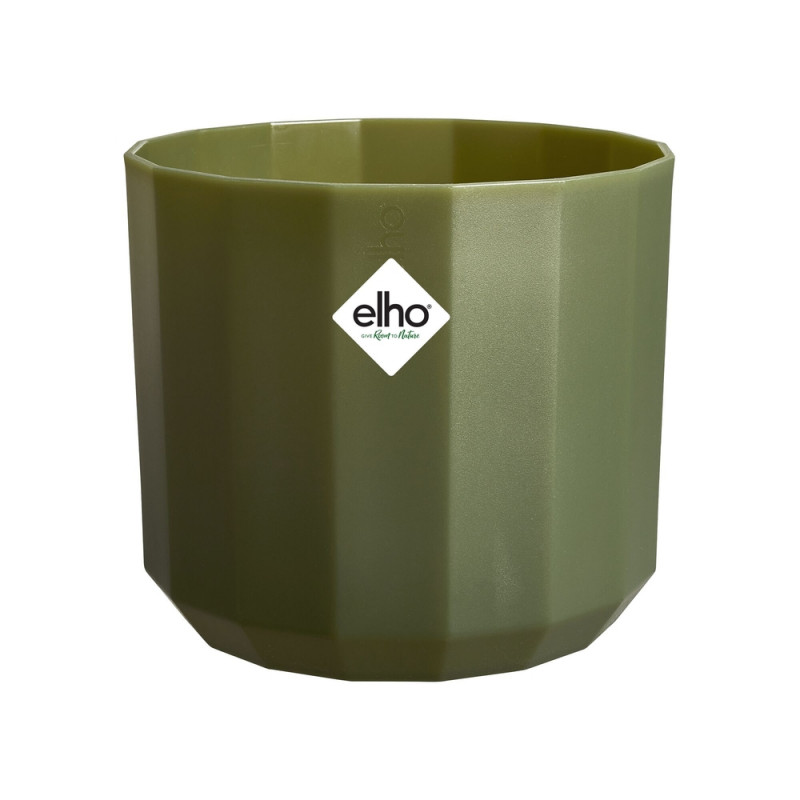 Cache-pot rond Facet, coloris vert forêt - D. 26cm