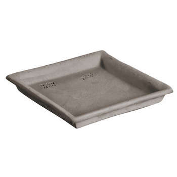 Soucoupe carrée en terre cuite grise L. 22 x l. 22