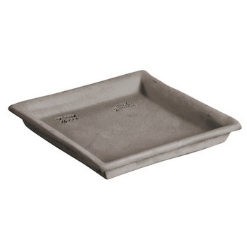Soucoupe carrée en terre cuite grise L. 18 x l. 18