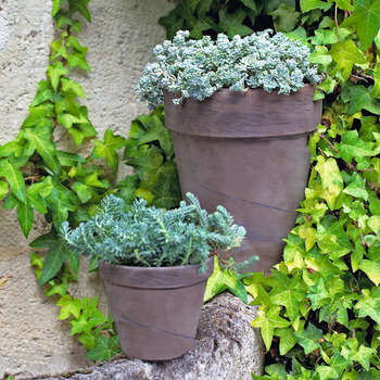 Pot rond XL en terre cuite, basalt Ø 39 x H. 45 cm
