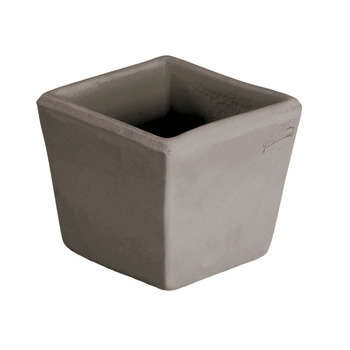 Petit pot : carré, terre cuite grise 21x20