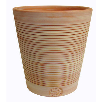 Pot Vaso strié, en terre cuite claire Ø 33 x H. 33