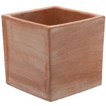 Pot cube Basic Moderne, en terre cuite L. 19 x l.