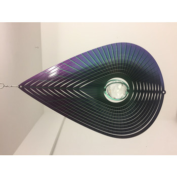 Spirale éolienne : violet, acier, 37x25cm